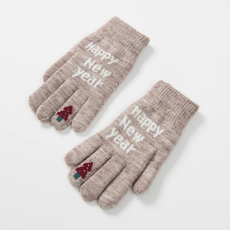 

Christmas Tree Wool Knitted Gloves Winter Women's Cold And Warm And Girls Gloves Winter Plus Velvet Women Thicken.