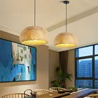 Подвесной светильник с бамбуковым плетением, элегантный светильник для гостиной, лампа в виде камеры, украшение для отеля, ресторана, 1 шт.