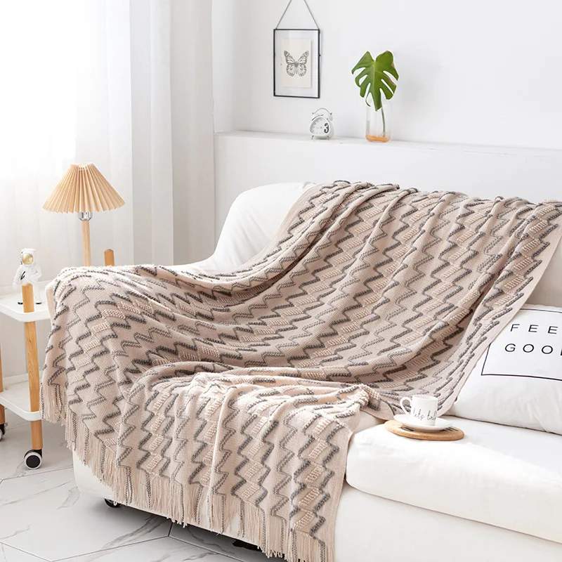 売却 手織りのタッセル付きソファカバー,2色,エンドデコレーションカバー,黄色い季節,家