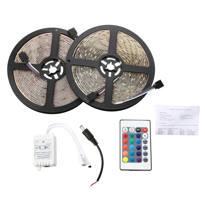 Новый водонепроницаемый 2x5 м 10 М 5050 SMD 300 RGB светодиодный светильник гибкая лента +