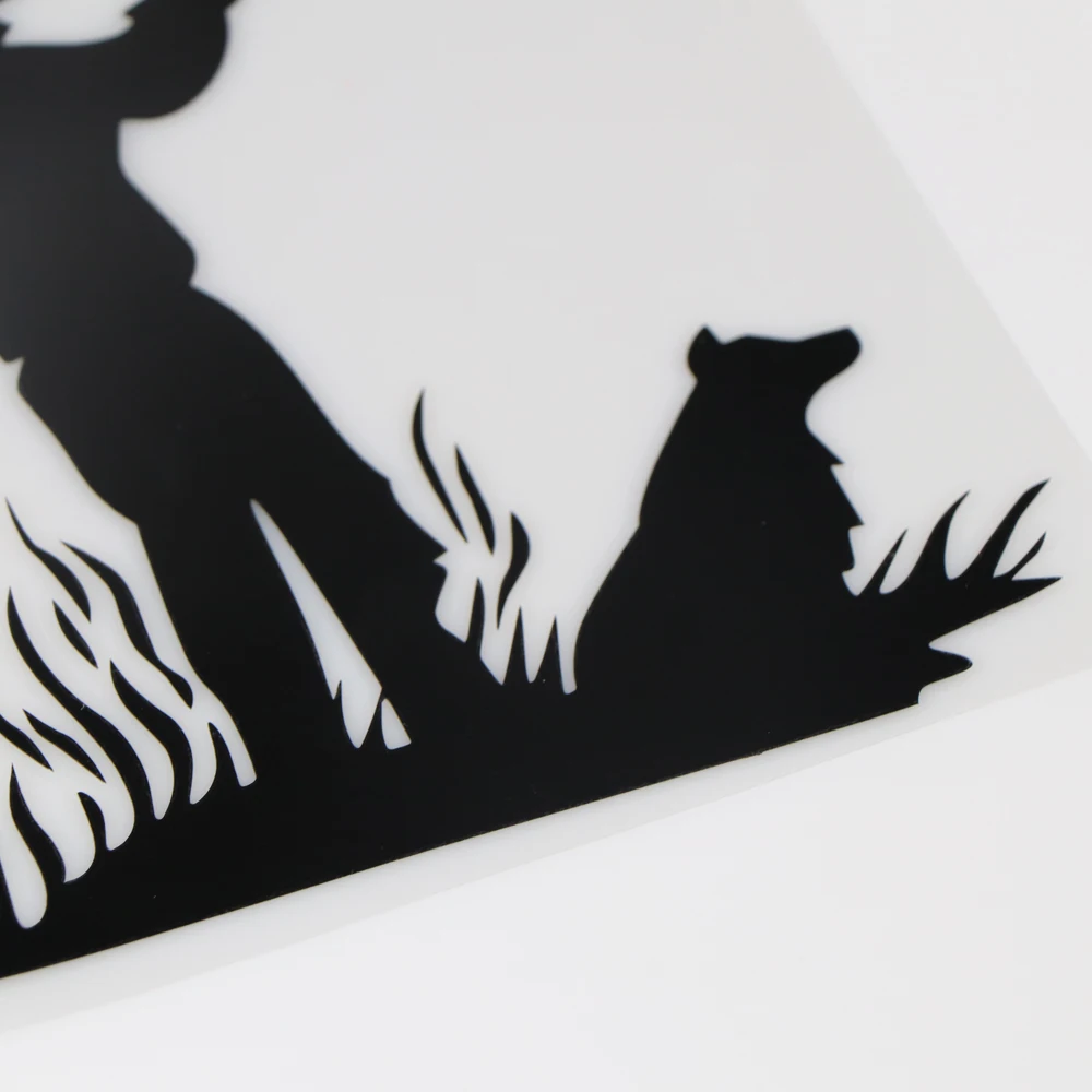 

YOJA 15X16CM Hunters And Dogs Cartoon Pattern Vinyl Decal Car Sticker Decoration ZT2-0164