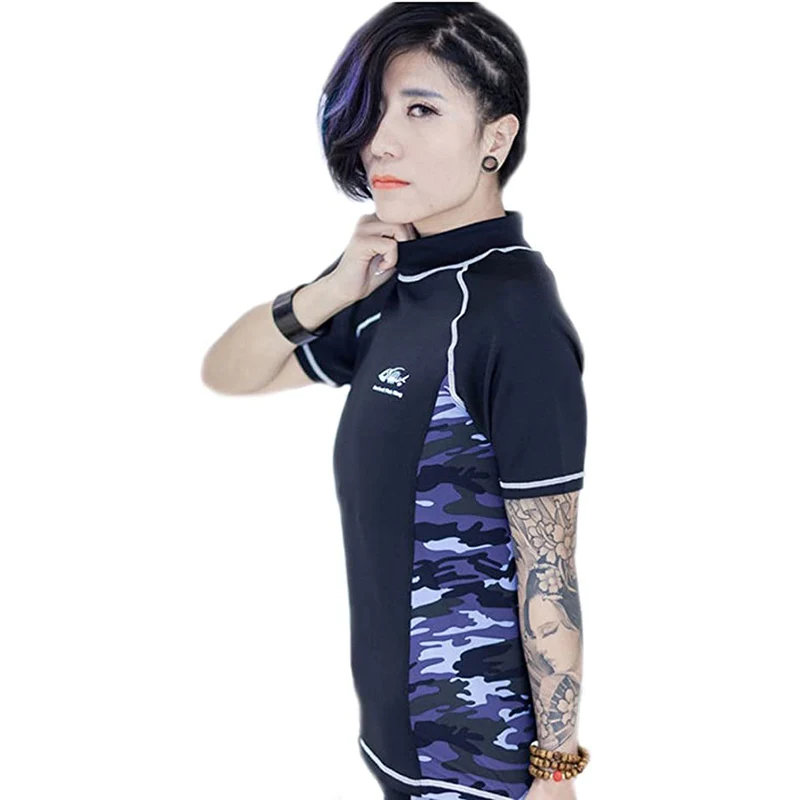 HaleyChan Women Trans Lesbian Tomboy Zip Up Chest Binder Quick-Drying Swimwear Swimsuit Corset Vest Tank Top+Swimming Pants