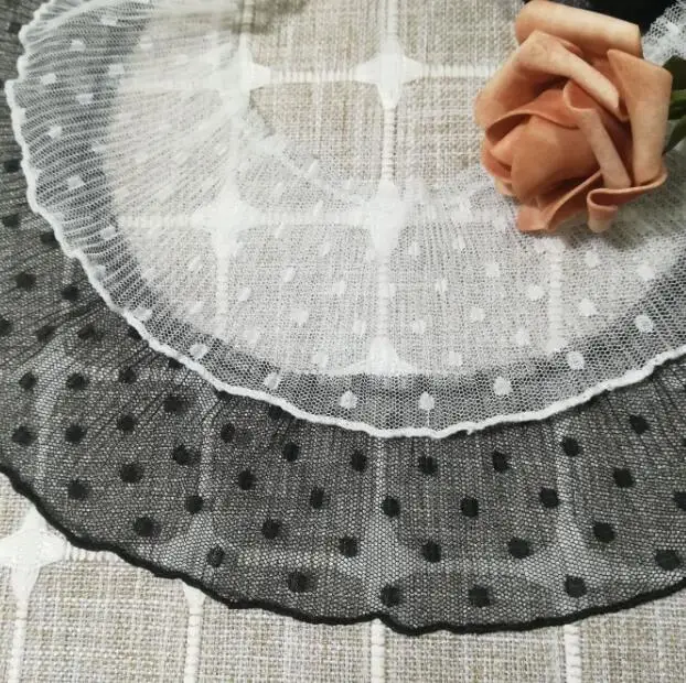 1 м плиссированная белая черная кружевная ткань 7 см гипюр в горошек сетчатая