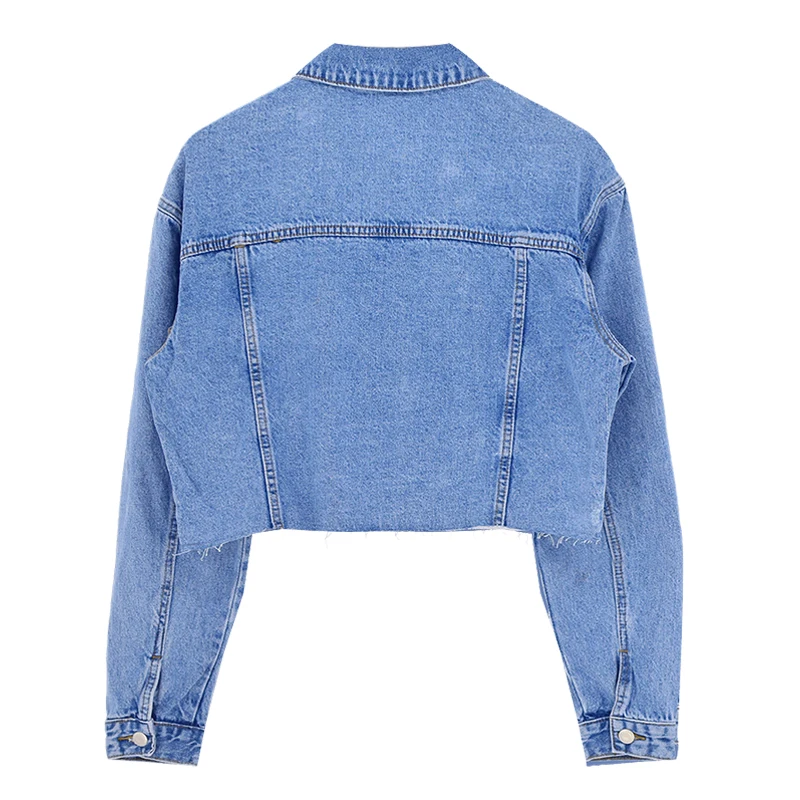Женская укороченная джинсовая куртка manteau femme, модная синяя джинсовая куртка, демисезонная короткая джинсовая куртка и пальто, верхняя одежда