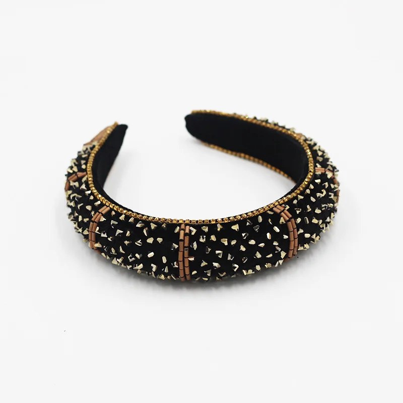 

Sponge crystal headband New headband sponge crystal particles hand-stitched personality fashion ladies hair accessories