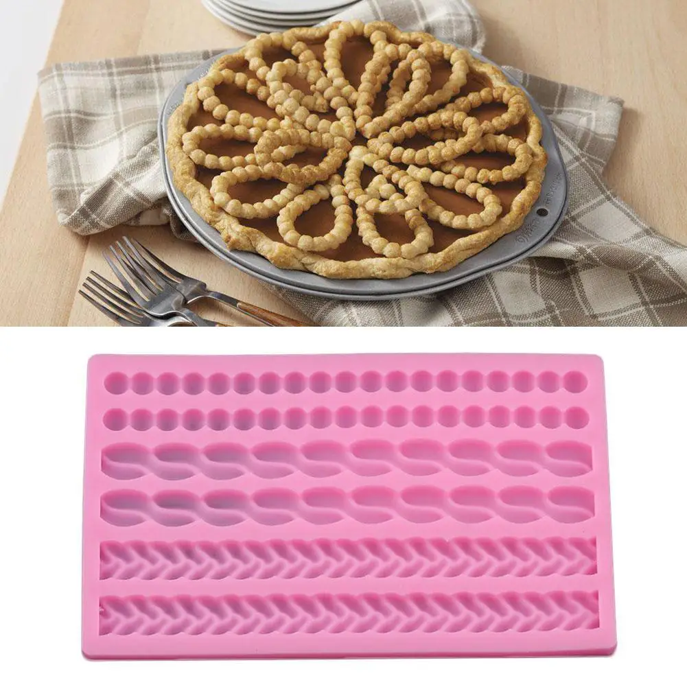 

Knit Rope Silicone Pearl Shell Baked Dough Twist Fondant Decorating Icing Molds Cake Tools Gumpaste Sugar Mold Border T3R8