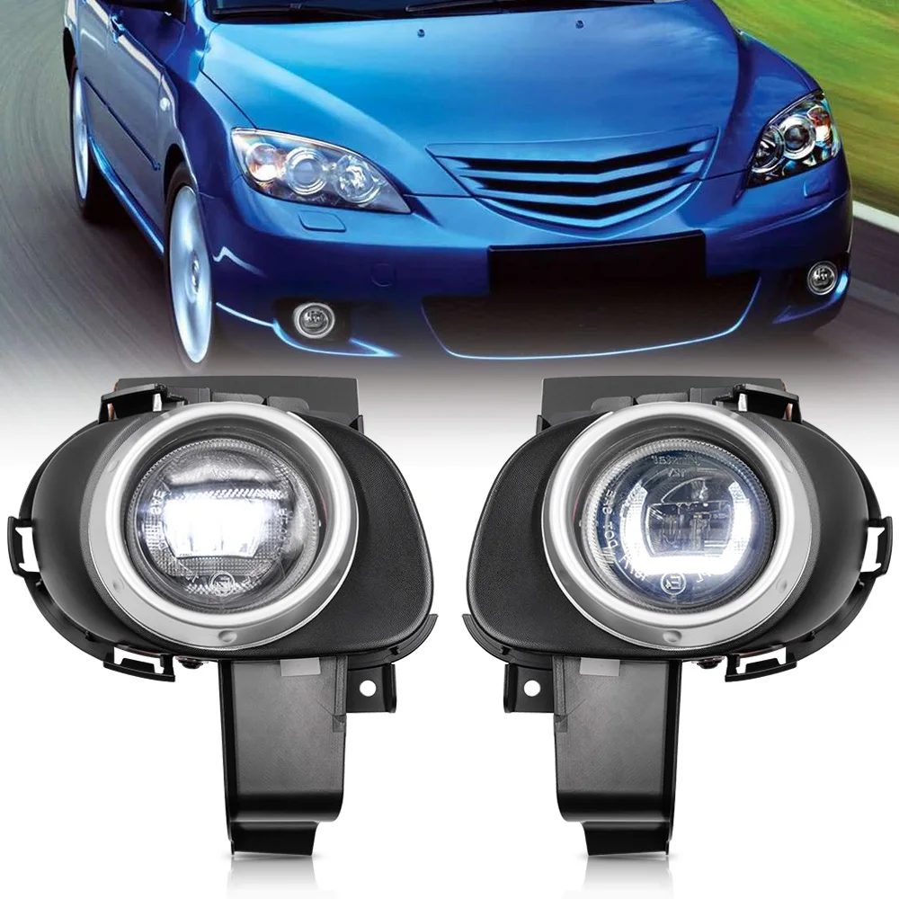 

For Mazda3 2004-2009 LED DRL Daytime Running Driving Light Fog Lamp Kit Auto Car Front Bumper Led Fog Light + DRL Lights 2pcs
