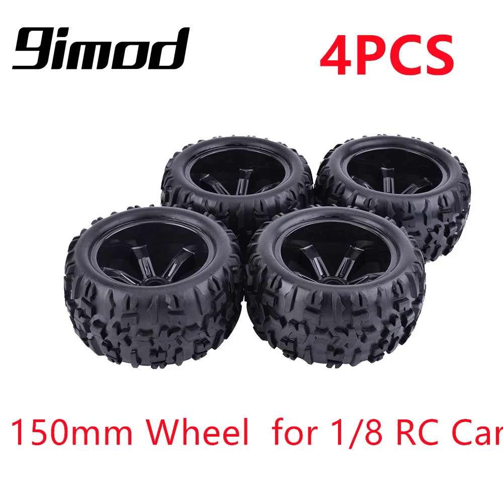 4Pcs 150mm Wheel Rim and Tires 17mm Hex Hub for 1/8 Monster Bigfoot Truck Traxxas HSP Off Road HPI RC Car  Redcat Kyosho Hobao
