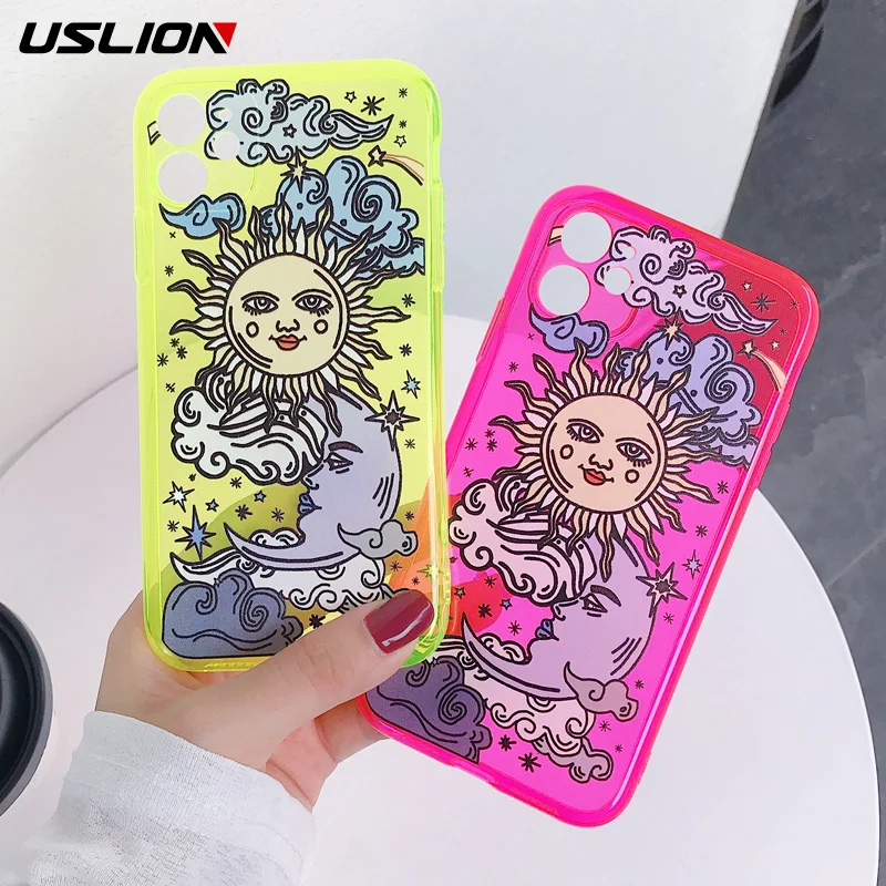 Флуоресцентный чехол USLION с солнцезащитным лицом для телефона iPhone 11 Pro Max X XR XS