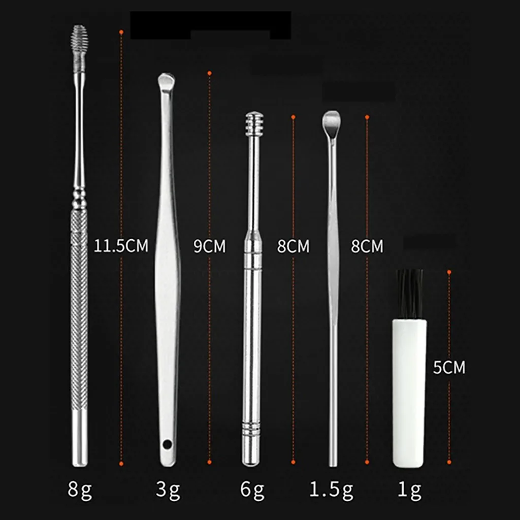 

Six-piece Stainless Steel Ear Spoon Cleaner Spring Double-ended Rotating Ear Spoon Tool Set