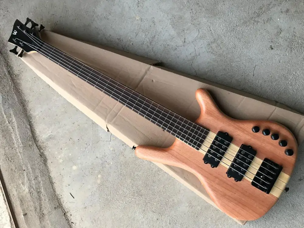 

W model Electric bass, natural color 5 string neck thru body building.Real photo In stock 8