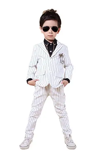 Kids Boys' Suit 2 Button Tuxedo with No Tail Blazer & Pants Pieces Sets Formal Pinstripe Boys Suits for Wedding Party |