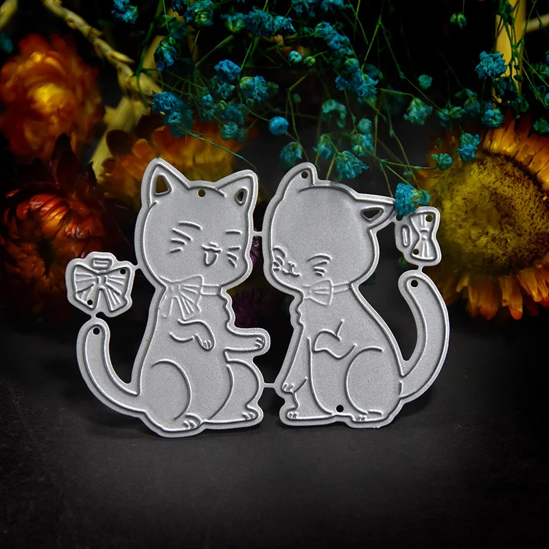 Пара кошка металлический Трафаретный вырубной штамп DIY тиснение Скрапбукинг