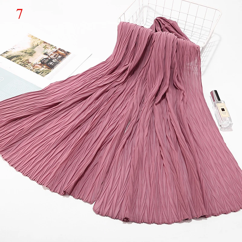 Женская плиссированная шифоновая шаль хиджаб в складку мусульманский тюрбан