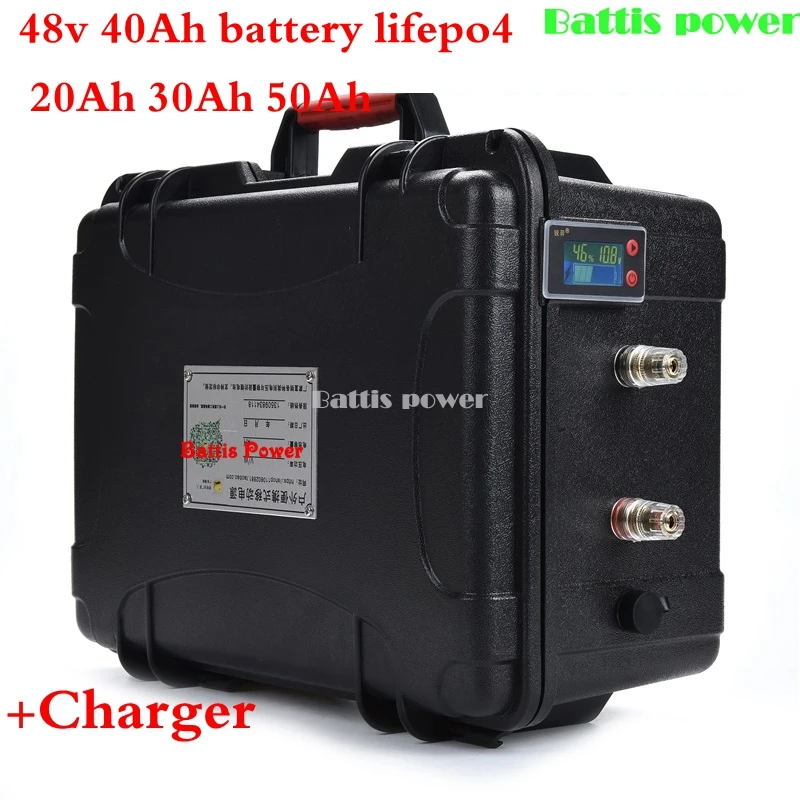 Портативный Lifepo4 48V 20Ah 25Ah 30Ah 40Ah 50Ah литиевый аккумулятор BMS встроенный для