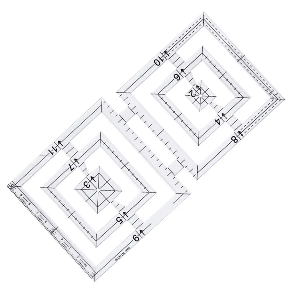 Швейная линейка Двойной квадратный акриловый инструмент для лоскутного шитья