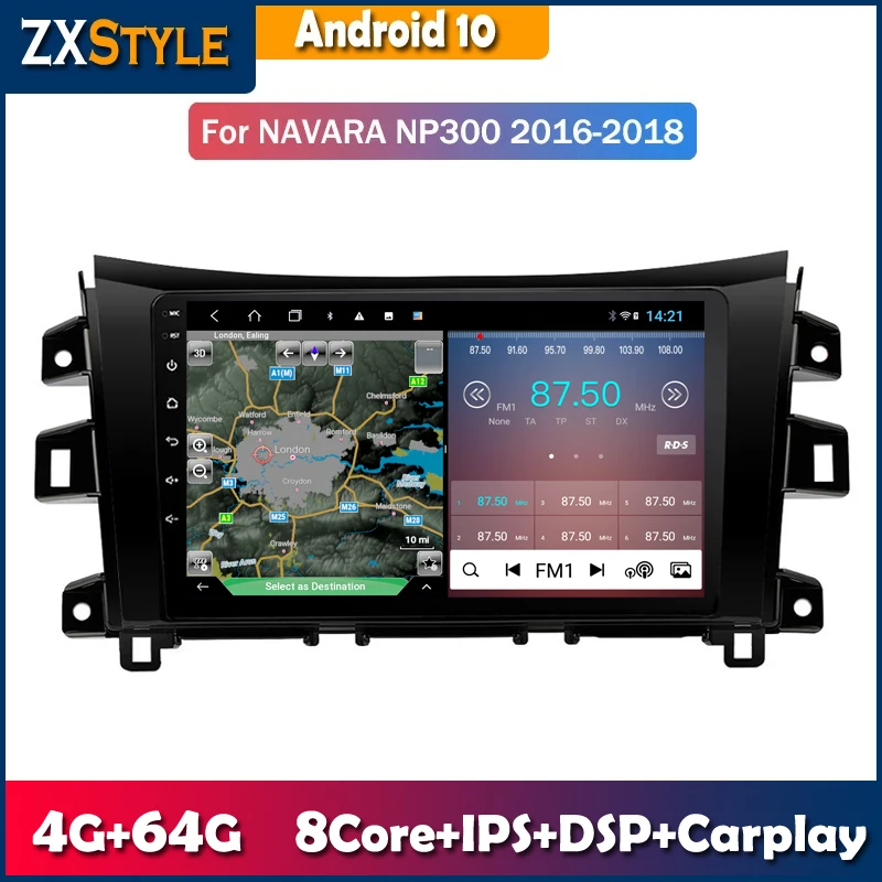 

Автомагнитола для Nissan Navara NP300 2016-2018, 4 + 64 ГБ, Android 10, GPS-навигация