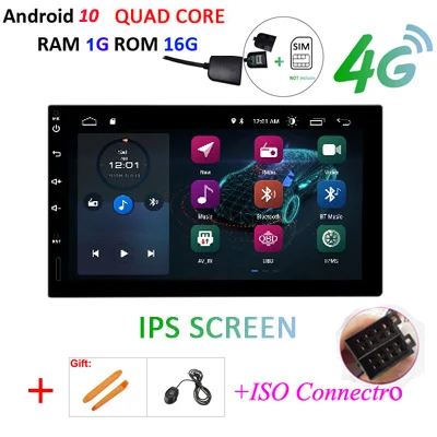 DSP 4G SIM ips HD экран Android 10 автомобильное радио стерео gps навигация Универсальный 2 din для VW/NISSAN/TOYOTA автомобильный ПК мультимедиа obd2 - Цвет: ISO 1G 16G IPS