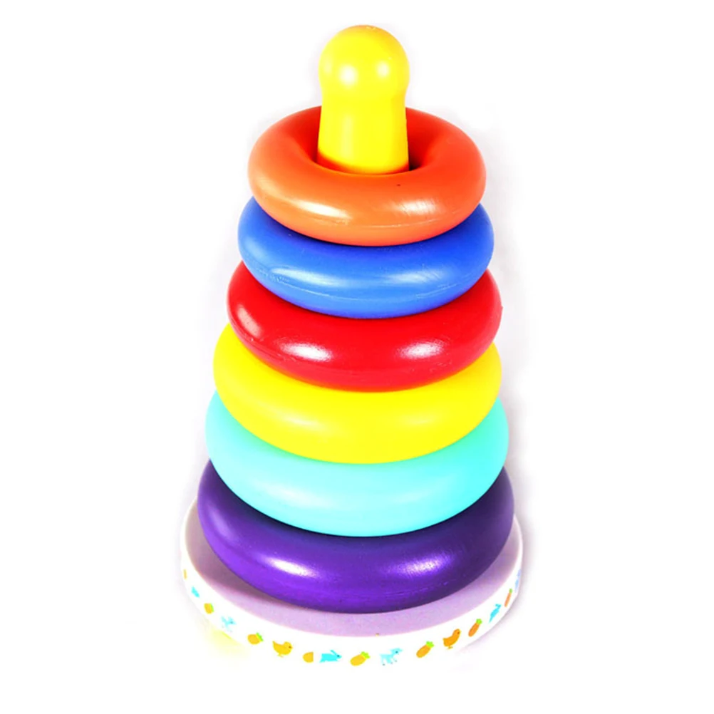 

Радужная башенка и музыкальная красочная башня из колец игрушка Детские сенсорные укладки образование развитие ума игрушки