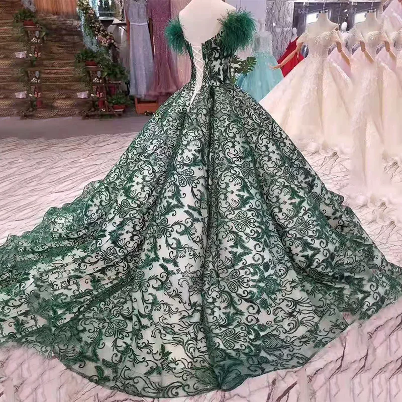 Зеленое Вечернее Платье LS11091 длинное кружевное платье с открытыми плечами и