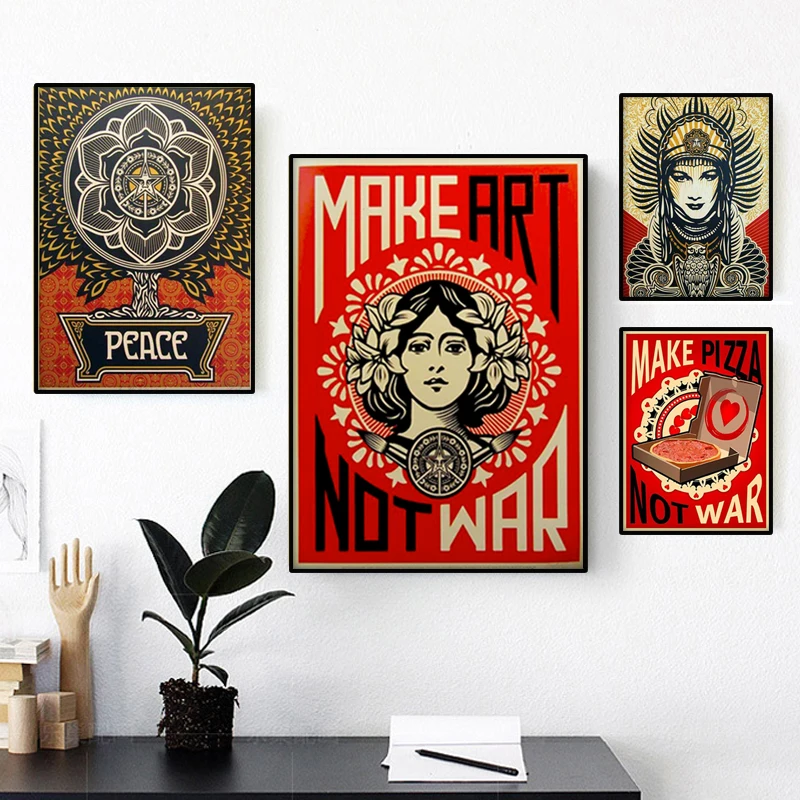 

Obey Peace Canvas Painting Home Decor Vintage Poster Make Art Not War Print Wall Pictures For Living Room Decoration Murals