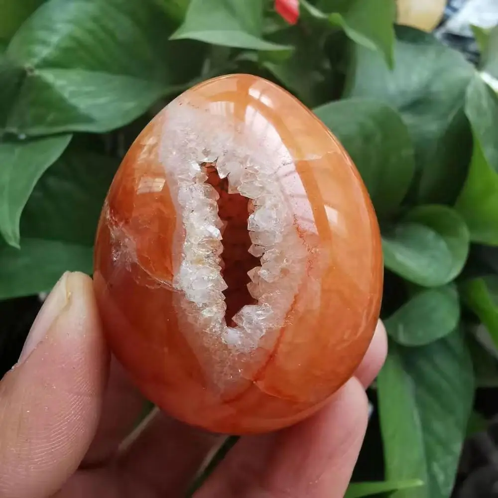Драгоценный камень кристалл яйцо полированный красный сердолик агат геодное