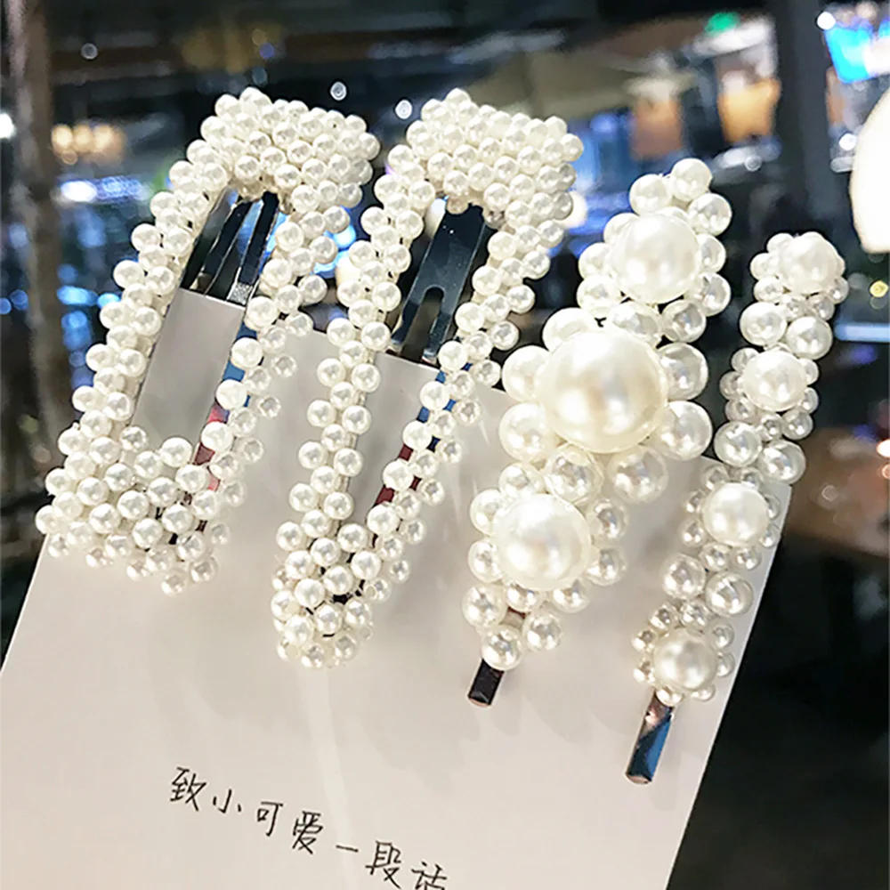 1/2 шт Модный жемчужный зажим для волос женщин Элегантный ручной работы Жемчужный