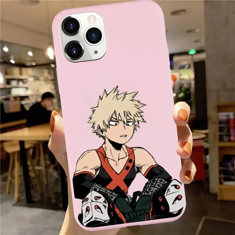 

My Hero Academy hot anime manga luxury Phone Case shell Candy Color for iPhone 6 7 8 11 12 s mini pro X XS XR MAX Plus