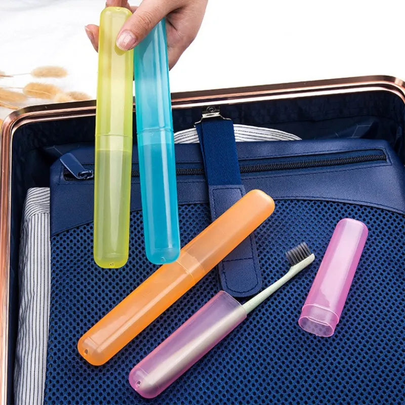 

1pc Plastic Portable Outdoor Toothbrush Protect Holder Case Hiking Camping Toothbrush Box Storage Cup Cap Random Color