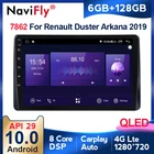 Автомагнитола NaviFly 7862, 6 ГБ + 128 ГБ, QLED-экран 1280x720, Android 10, автомагнитола, мультимедийный проигрыватель для Renault Duster, Arkana 2019