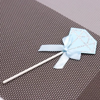 blue 10 шт. прекрасный Алмазный кекс топперы розовый с днем рождения вставка для торта карты DIY Бумага Свадебная сатиновая с бантом украшения - Цвет: blue