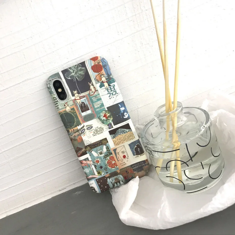 Роскошный чехол для iphone 7 Plus 8 X XS XR XSMAX совместимый с 6 S Матовый сенсорный винтажная