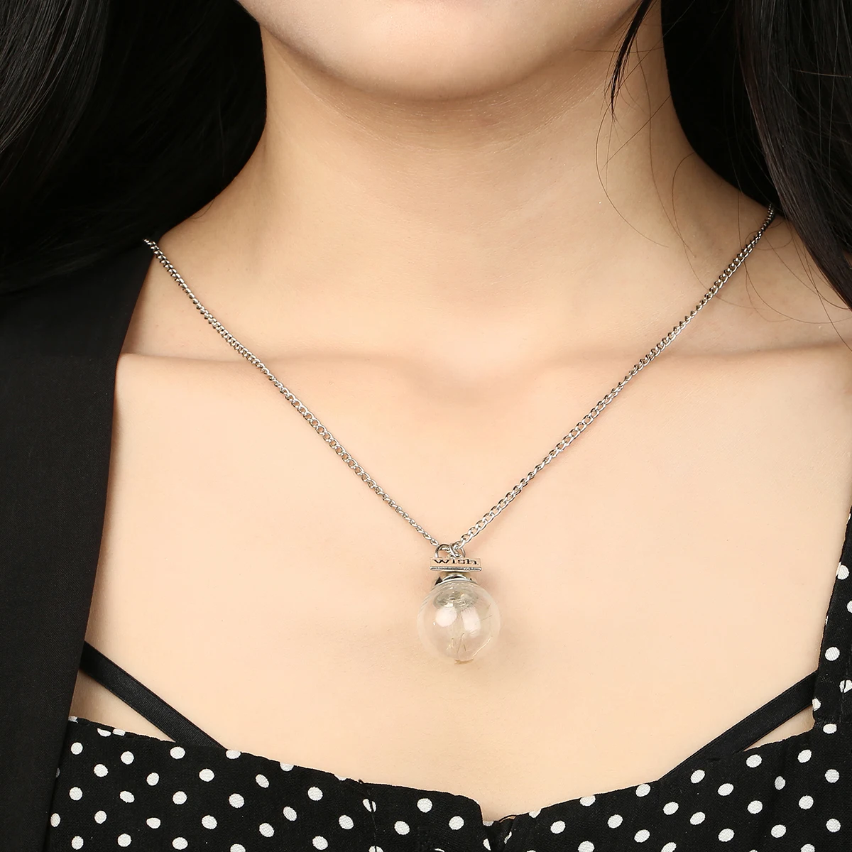 Новое модное колье с подвеской Lucky Wish натуральные семена одуванчика в стеклянной