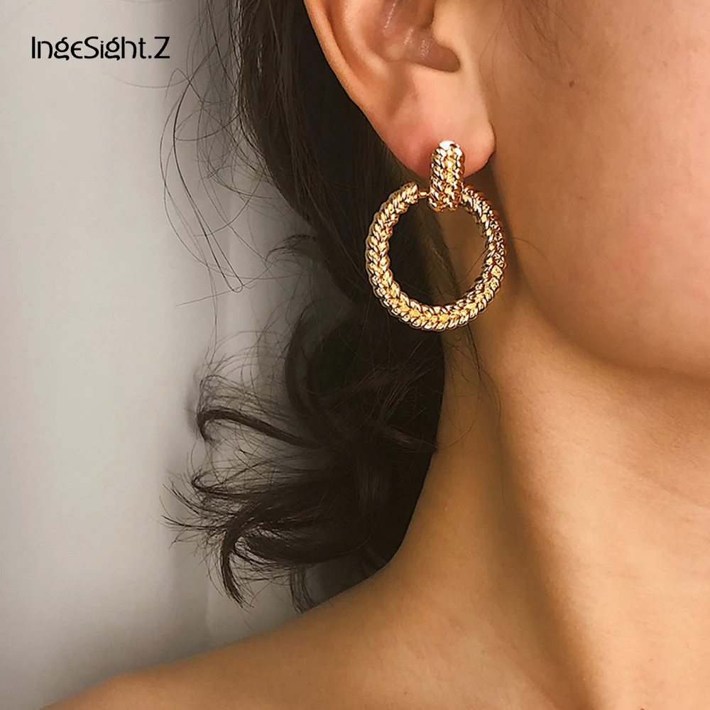 Женские панковские геометрические серьги IngeSight.Z Крупные круглые подвески