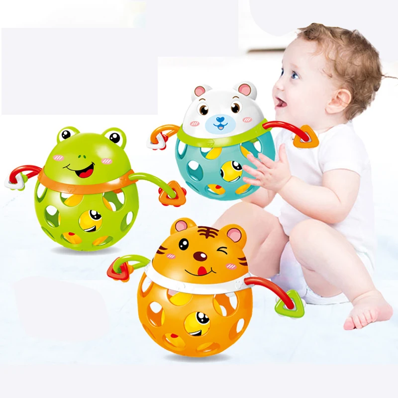 

0-12 Months Baby Rattles toy Intelligence Grasping Gums Plastic Animal Music Hand Shake Toy Early Educational Gift for Newborns