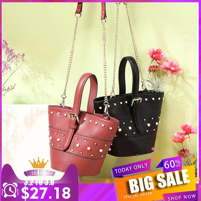 

Винтажная дамская сумочка из искусственной кожи, с жемчугом