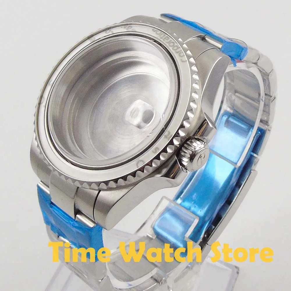 

40mm watch case Fit ETA 2836 Miyota 8215 Dg 3804 movement 316L stainless steel sapphire glass watch case with bracelet 116