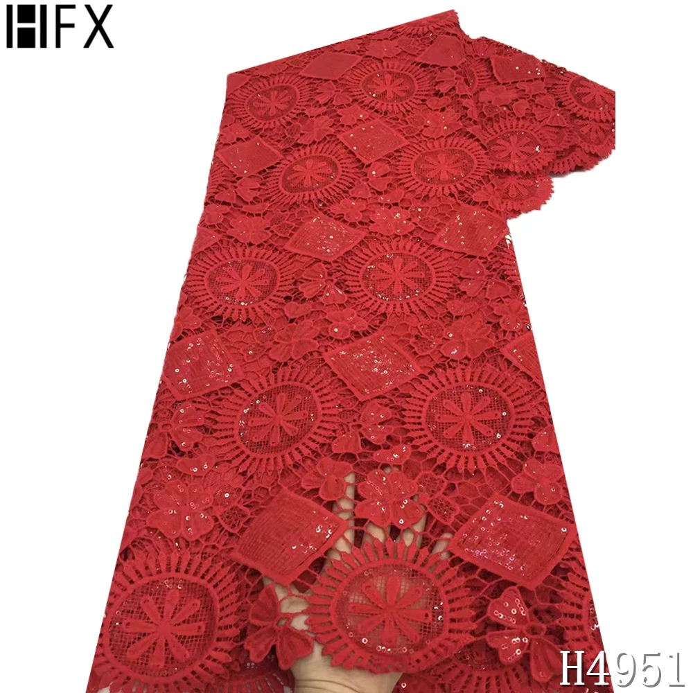 

HFX Newest African Lace Fabric 2021 High Quality Guipure Lace Fabric French Cord lace Fabric Nigerian Lace For Asoebi Sewing