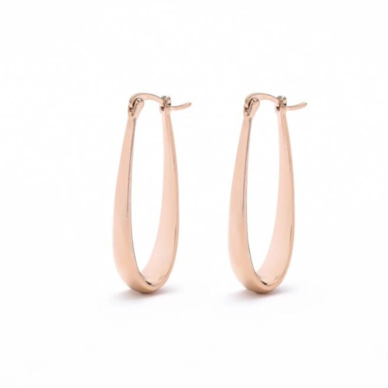 

new trendy real gold color plated brass waterdrop hoop earrings for women geometric oval glossy earrings girls jewelry gifts