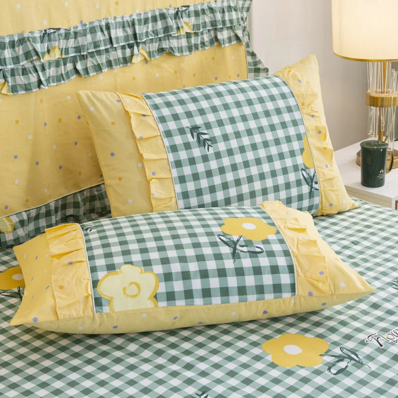 Романтичная элегантная шифоновая постельная юбка в желтую клетку 2021 простыни из