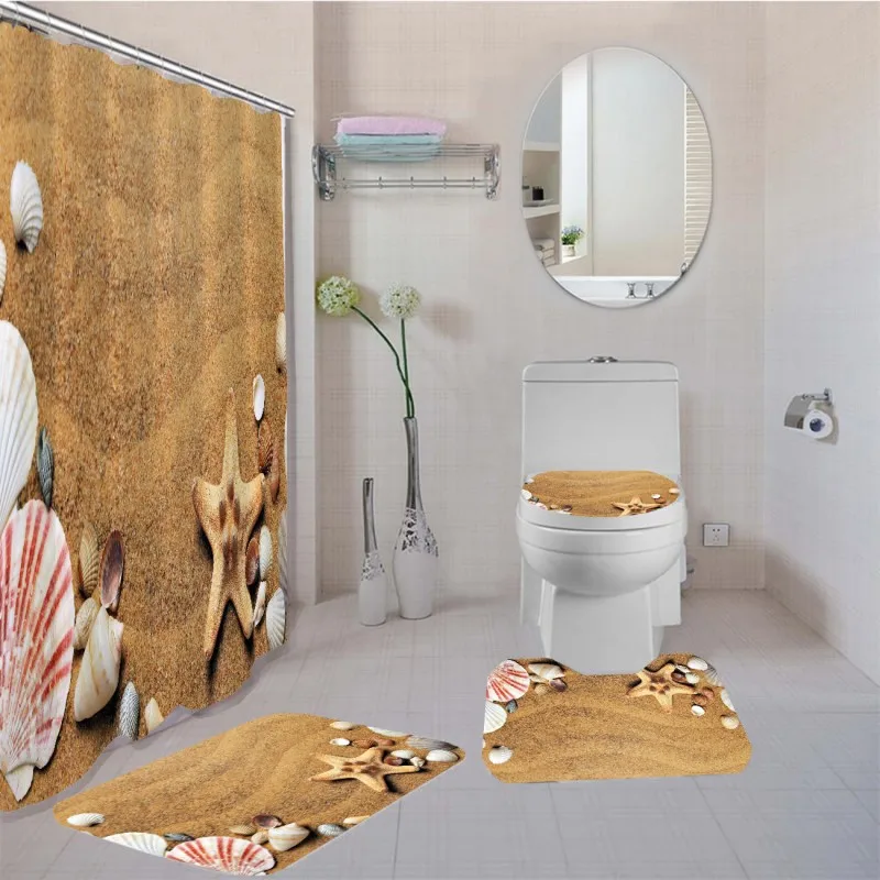 Летний Пляжный праздничный набор штор для ванной морская раковина звезда принт