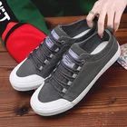 Мужские парусиновые туфли, низкие кроссовки на шнуровке, дышащая Нескользящая дизайнерская однотонная стильная Студенческая Повседневная обувь на плоской подошве для скейта в стиле ретро