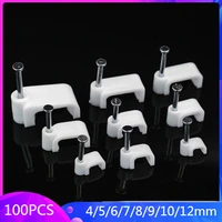 100pcs 4567891012mm wall home supplies fixing cable clip mount square clamp office trough sub line wire card with nail