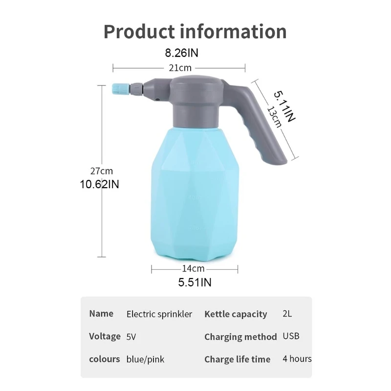 

2L Electric Handheld Sprayer Electric Watering Can Flower Watering Device Pot Disinfection Water Spraying Household