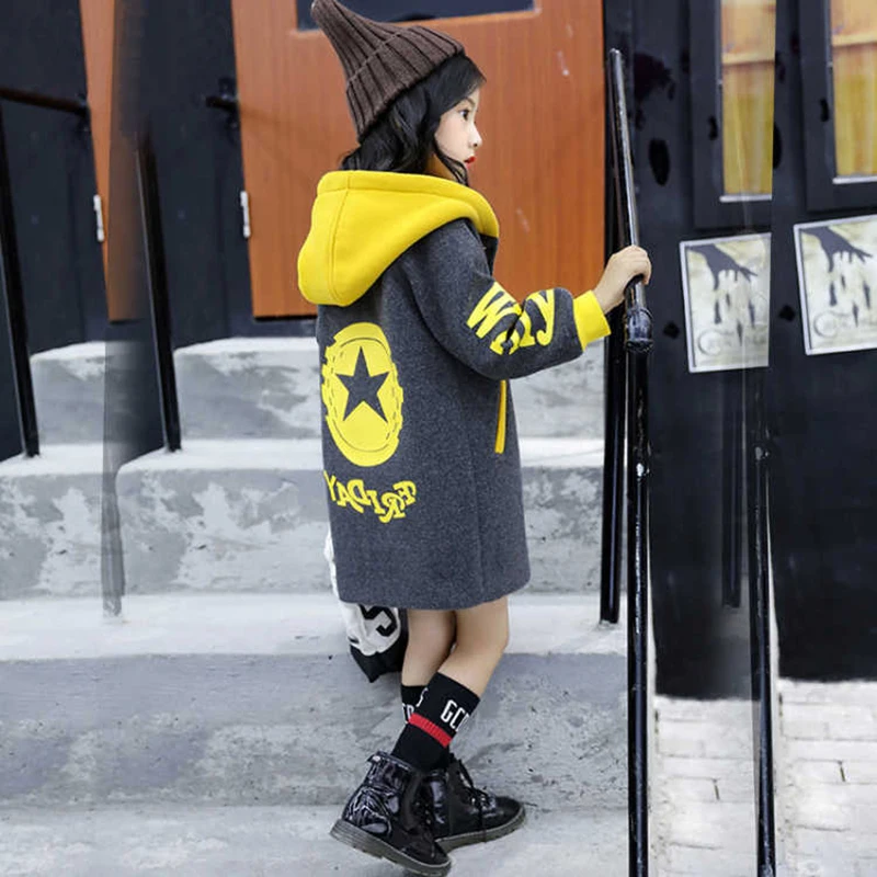 Демисезонная шерстяная куртка для девочек новинка 2021 Корейская версия модное