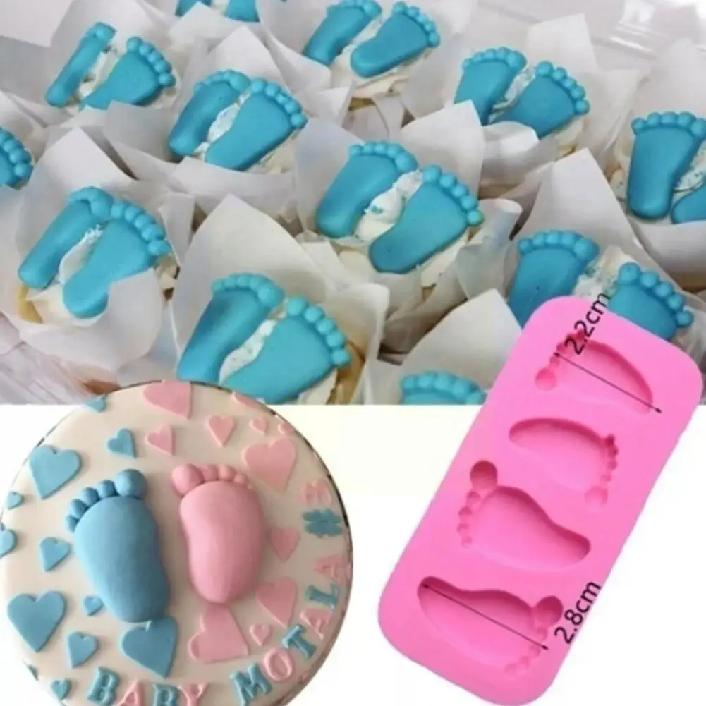 

3D Baby Feet Silicone Mold Chocolate Fondant Cake Decorating Baking Mold Tool Bakeware Paste Baking Pudding P1E3
