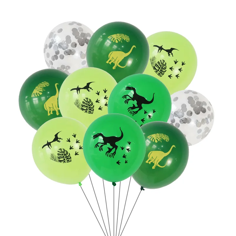 

10Pcs 12inch Dinosaur Confetti Latex Balloons Jungle Wild Animal Party Decorations Birthday Balloon Baby Shower Air Balls Globos