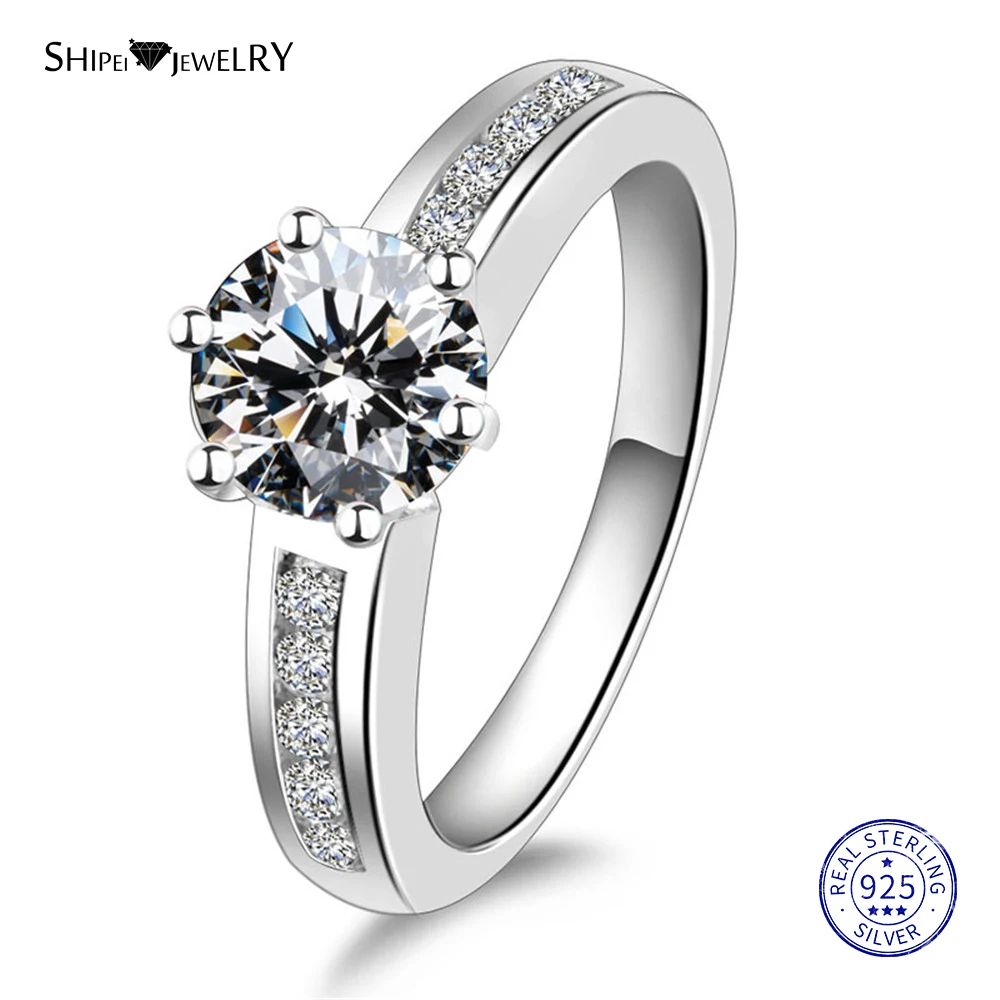 Женское кольцо из серебра 100% пробы с муассанитом 2 карата|Кольца| |