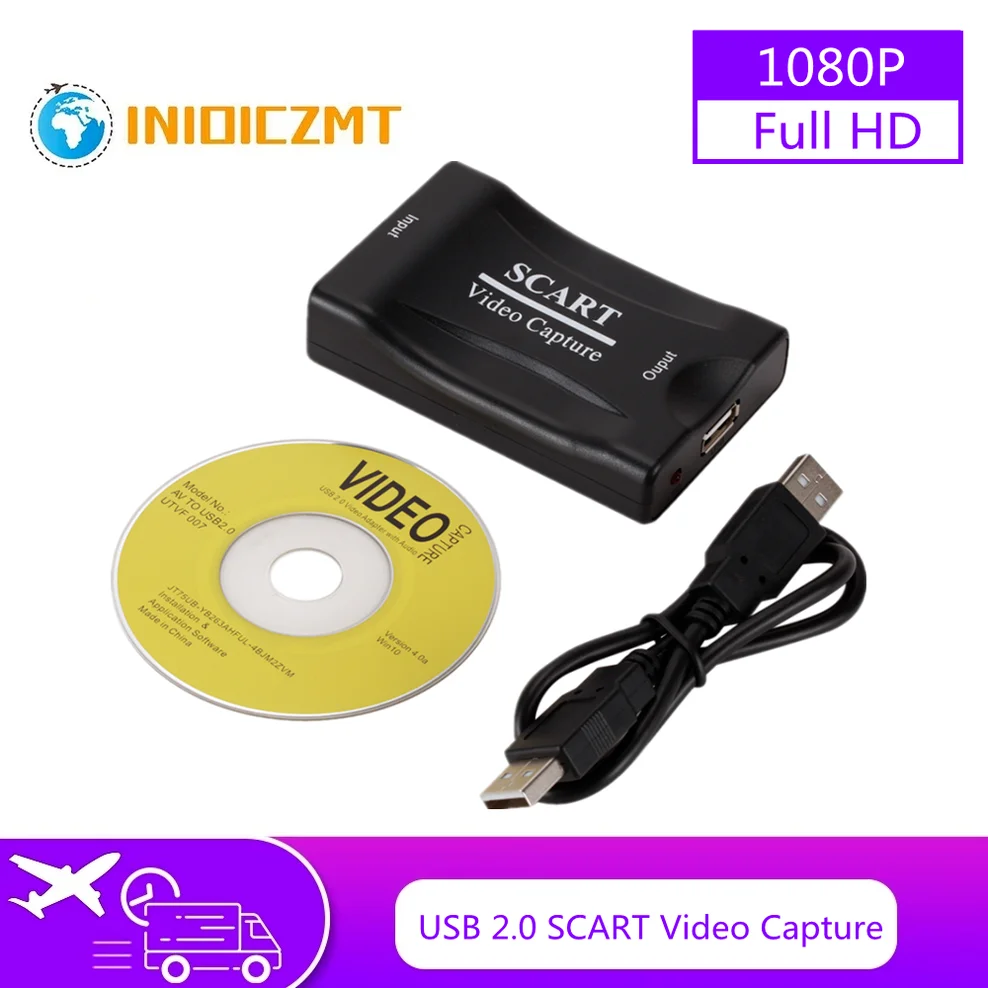 

INIOICZMT 1080P USB 2.0 SCART Video Capture Card Accessories Grabber DVD Recording Record Box for Live Streaming Plug And Play