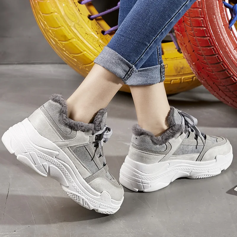Модные зимние кроссовки Weweya женская зимняя обувь с мехом женские прогулочные